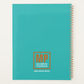 Modernes türkisfarbenes Copper-Mit Monogramm-Logo Planer (Rückseite)