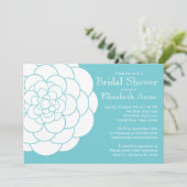 Modernes türkisfarbenes Dahlia Blume Brautparty Einladung (Stehend Vorderseite)