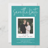 Modernes türkisfarbenes Foto der Verlobung Save th Einladung (Vorderseite)