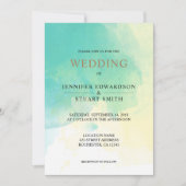 Modernes türkisfarbenes goldfarbenes Foto Hochzeit Einladung (Vorderseite)