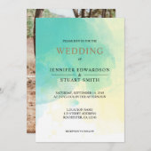 Modernes türkisfarbenes goldfarbenes Foto Hochzeit Einladung (Vorne/Hinten)