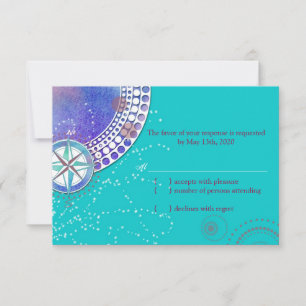 Modernes türkisfarbenes Hochzeitsszenario RSVP Karte