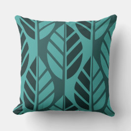 Modernes türkisfarbenes Leaf Gemustert Kissen