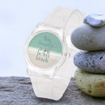 Modernes türkisfarbenes Ocean Beach - individuelle Armbanduhr<br><div class="desc">Fügen Sie Ihr eigenes Zitat zu dieser modernen türkisblauen Uhr des Ozeans hinzu</div>