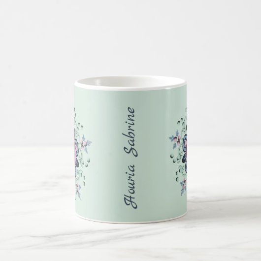 Modernes türkisfarbenes Rosa Mandala Doodles Foto Kaffeetasse (Mittel)