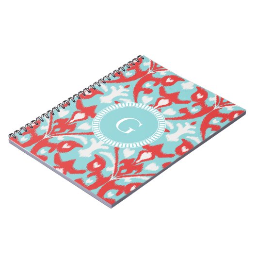 Modernes, türkisfarbenes Rotkatzenmuster Notizblock (Linke Seite)