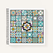 Modernes türkisfarbenes Sampler-Quilt-Notebook Notizblock (Vorderseite)