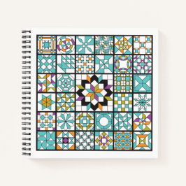 Modernes türkisfarbenes Sampler-Quilt-Notebook Notizblock