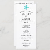 Modernes türkisfarbenes Starfish Hochzeitsprogramm Programm (Vorne/Hinten)