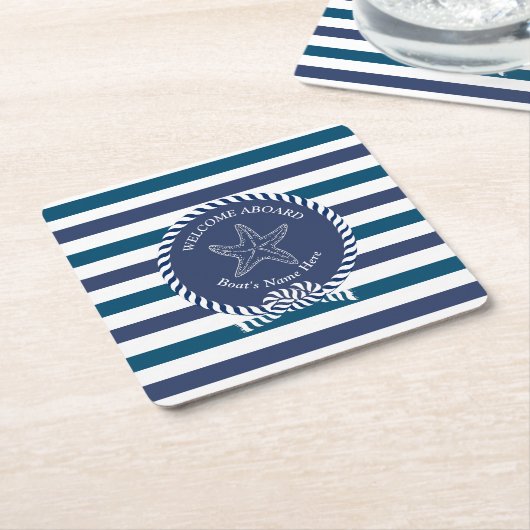 Modernes, türkisfarbenes türkisches Strip, blau we Rechteckiger Pappuntersetzer (angewinkelt)