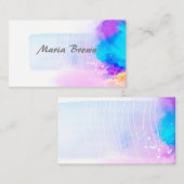 modernes türkisfarbenes und lila abstraktes Kunstd Visitenkarte (Vorne/Hinten)