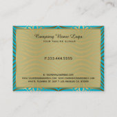 Modernes türkisfarbenes Zebrastreifen-Muster Visitenkarte (Rückseite)