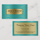 Modernes türkisfarbenes Zebrastreifen-Muster Visitenkarte (Vorne/Hinten)