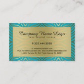 Modernes türkisfarbenes Zebrastreifen-Muster Visitenkarte (Rückseite)