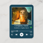Modernes Turqouise QR Code Music Player Song Foto Visitenkarte (Vorderseite)