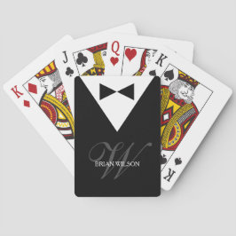 Modernes Tuxedo-Template | Eleganter Monogramm-Pok Spielkarten