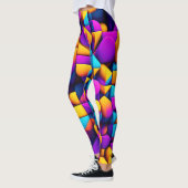 Modernes Twitter 3D Gelbes Violett Isometrisches M Leggings (Links)