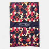 Modernes Twitter rotes, geometrisches Muster Geschirrtuch (Vertikal)