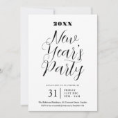 MODERNES TYP Silvester Party Schwarz-weiß Einladung (Vorderseite)