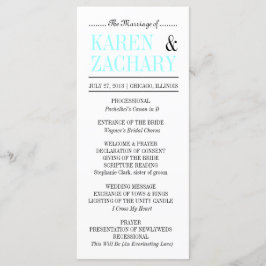 Modernes Typografie Black and Aqua Wedding Program Programm