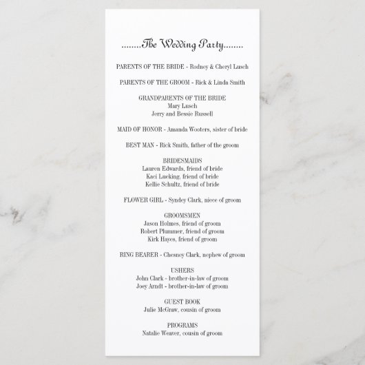 Modernes Typografie Black and Aqua Wedding Program Programm (Rückseite)