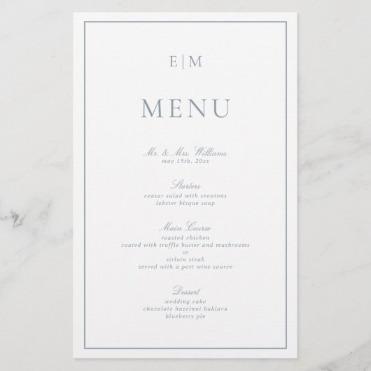 Modernes Typografie-Dusty Blue Monogram Wedding Me (Vorderseite)