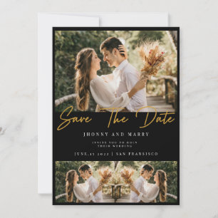 Modernes Typografie-Foto bei Hochzeiten rettet das Einladung