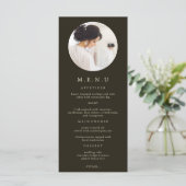 Modernes Typografie-Foto-Brautparty Menükarte (Stehend Vorderseite)