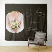 Modernes Typografie-Foto Brautparty Willkommen Wandteppich (Beispiel (Horizontal))