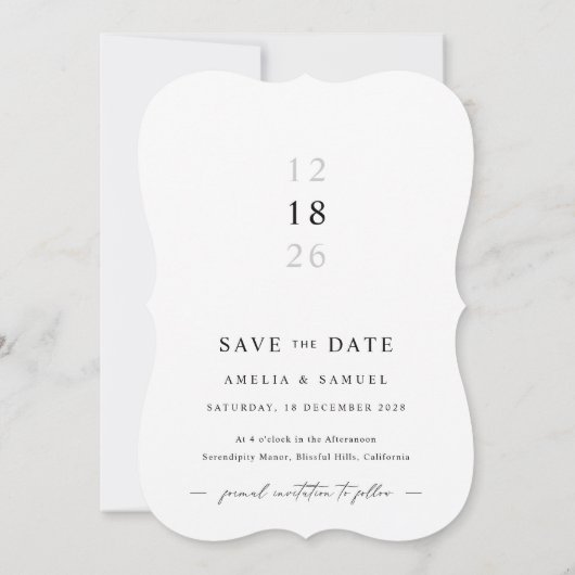 Modernes Typografie-Foto Hochzeit rettet die Daten Einladung (Rückseite)