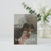 Modernes Typografie-Foto Hochzeitdatum Gerettet Postkarte (Stehend Vorderseite)