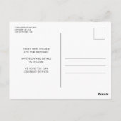 Modernes Typografie-Foto Hochzeitdatum Gerettet Postkarte (Rückseite)