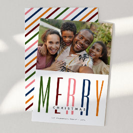 Modernes Typografie-Foto "MERRY" Feiertagskarte