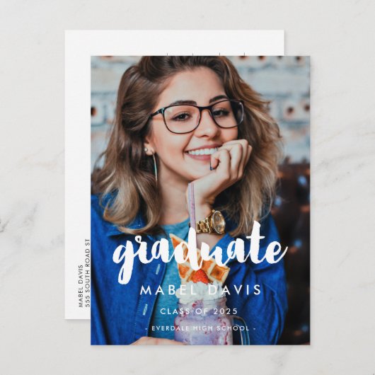 Modernes Typografie-Foto Postkarte (Vorne/Hinten)