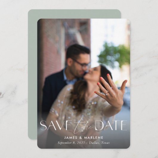 Modernes Typografie-Foto QR-Code Hochzeit Save The Date (Vorne/Hinten)