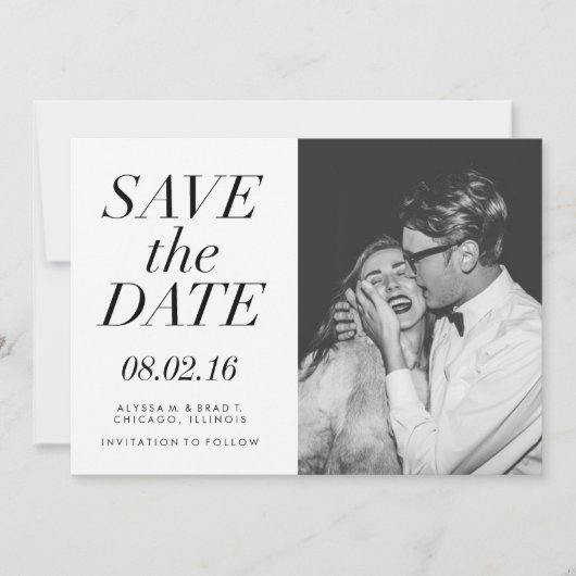 Modernes Typografie-Foto Save the Date (Vorderseite)
