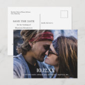 Modernes Typografie-Foto Save the Date Ankündigungspostkarte (Vorne/Hinten)