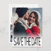 Modernes Typografie-Foto Save the Date Ankündigungspostkarte (Vorne/Hinten)