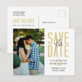 Modernes Typografie-Foto Save the Date Einladungspostkarte (Vorne/Hinten)