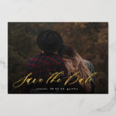 Modernes Typografie-Foto Save the Date Folieneinladung (Vorderseite)