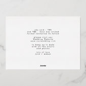 Modernes Typografie-Foto Save the Date Folieneinladung (Rückseite)