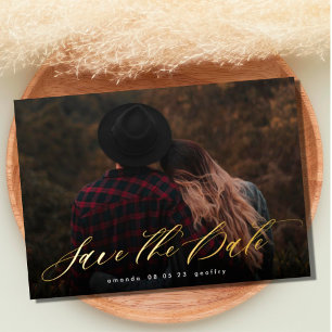 Modernes Typografie-Foto Save the Date Folieneinladung