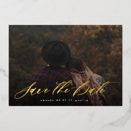 Modernes Typografie-Foto Save the Date Folieneinladung
