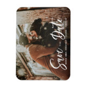 Modernes Typografie-Foto Save the Date Hochzeit Magnet (Vertikal)