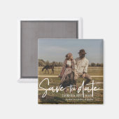 Modernes Typografie-Foto Save the Date Magnet (Vorderseite/Rückseite)