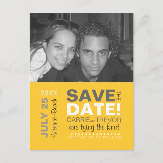Modernes Typografie-Foto Save the Date Postkarte (Vorderseite)
