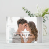 Modernes Typografie-Foto Save the Date | Schwarz (Stehend Vorderseite)
