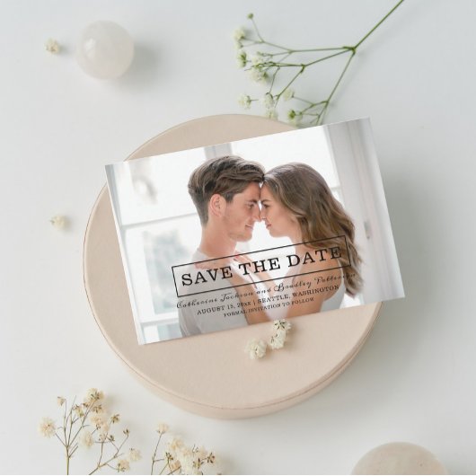 Modernes Typografie-Foto Save the Date | Schwarz