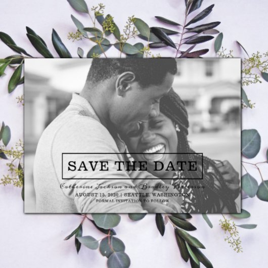 Modernes Typografie-Foto Save the Date | Schwarz