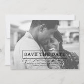 Modernes Typografie-Foto Save the Date | Schwarz (Vorderseite)